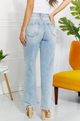 Vervet by Flying Monkey High Waist 90's Dad Jeans - Distressed & Light Wash